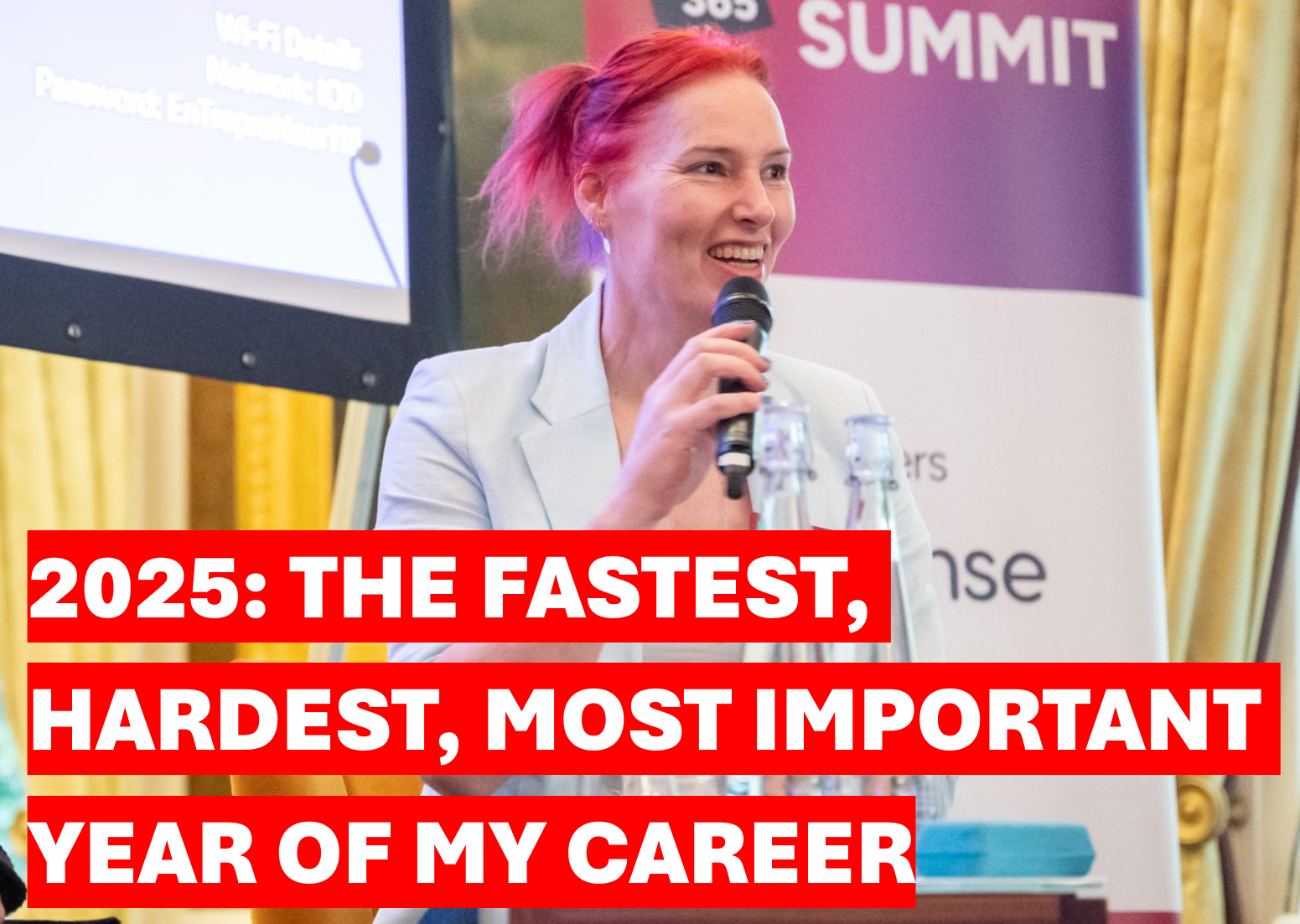 Rebecca Fox - talking at a CIO event - words over 2025 The fastest, hardest, most important year of my career